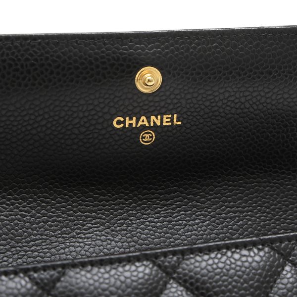 005245505 5 Chanel Matelasse Flap Long Wallet Caviar Black