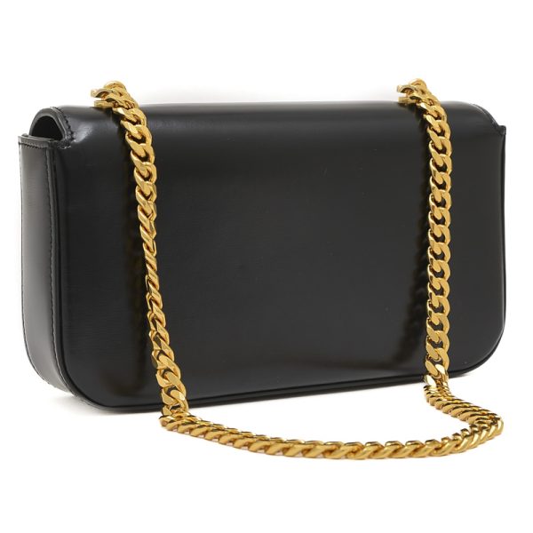 005246939 2 Celine Cuir Triomphe Chain Shoulder Shiny Black