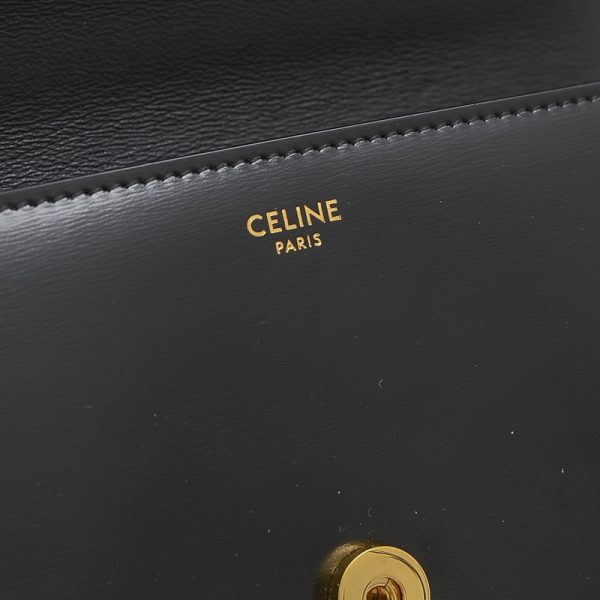 005246939 5 Celine Cuir Triomphe Chain Shoulder Shiny Black