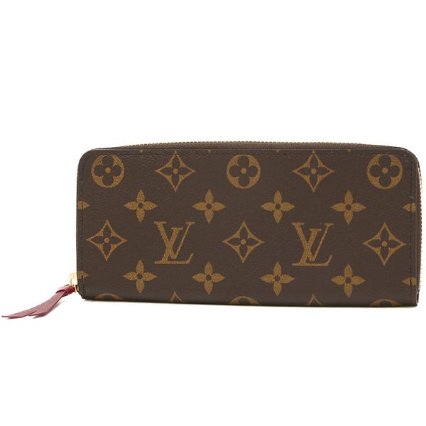 005247073 1 Louis Vuitton Clemence Zipper Long Wallet Fuchsia