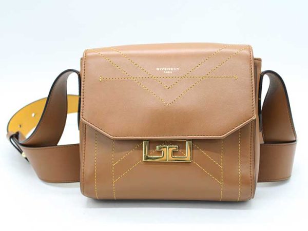 0091 Givenchy Eden Leather Shoulder Bag Camel