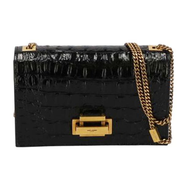 01086 1 Saint Laurent Chain Shoulder Embossed Black