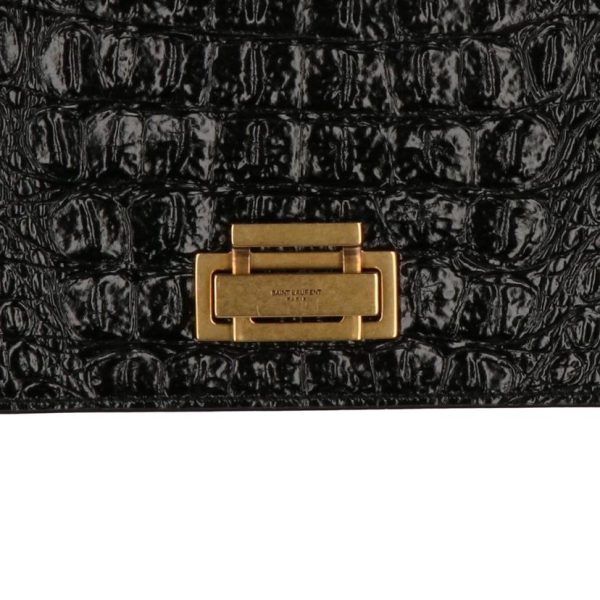 01086 7 Saint Laurent Chain Shoulder Embossed Black