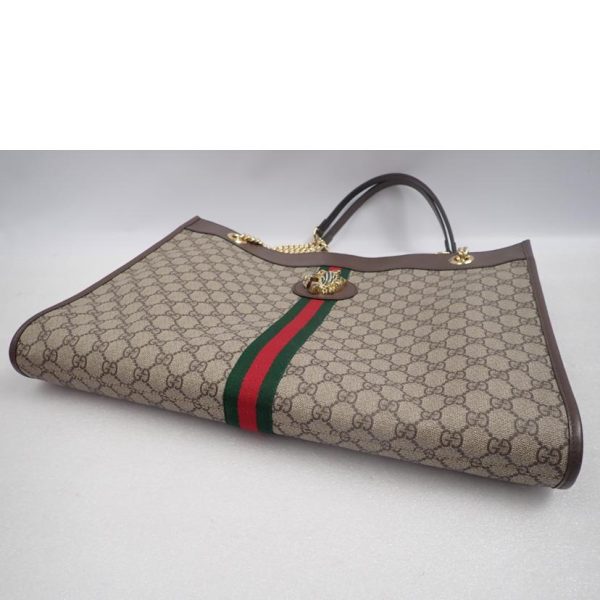 01981 3 GUCCI Rajaraj Tote Tiger Head GG Supreme Leather Beige