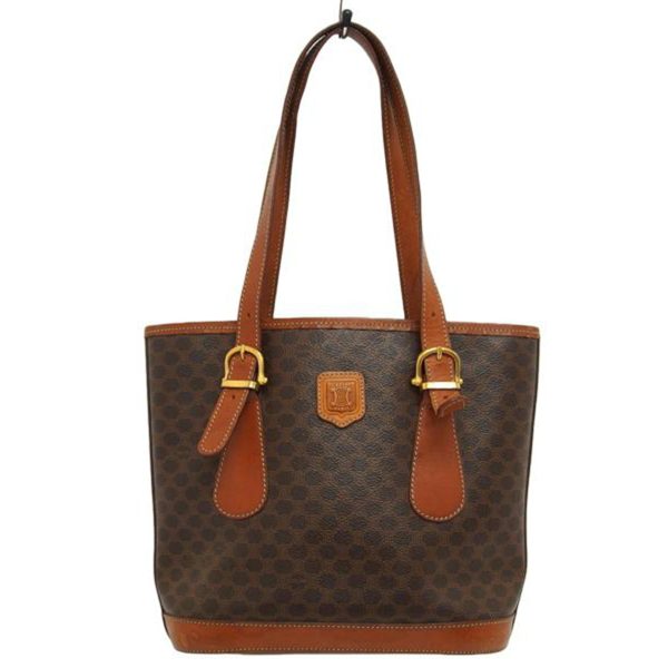 02438 1 Celine Macadam Pattern Tote Bag Brown