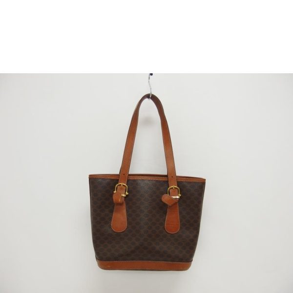 02438 2 Celine Macadam Pattern Tote Bag Brown