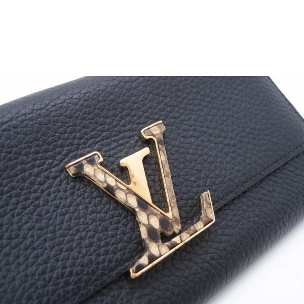 03318 7 Louis Vuitton Portefeuil Capucines Taurillon Noir Python Wallet