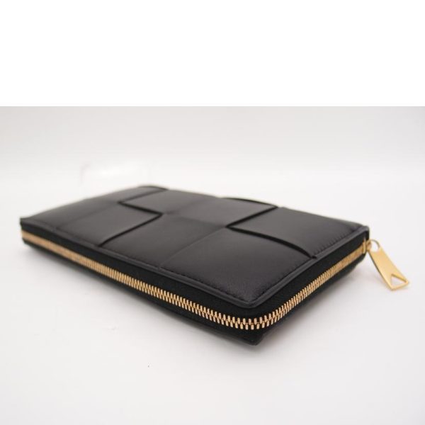 03349 3 Bottega Veneta Maxi Intrecciato Lambskin Wallet Black