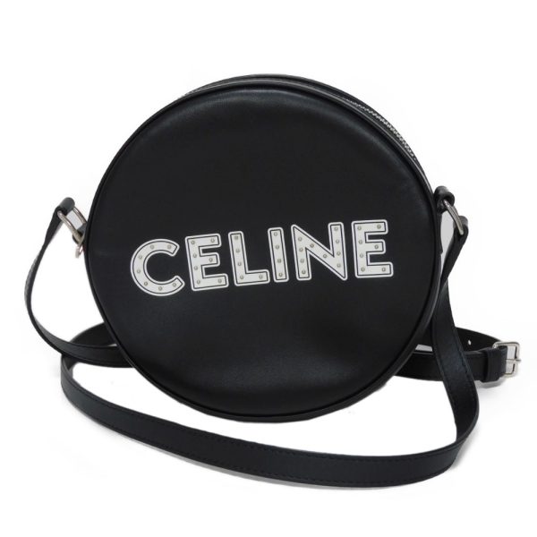 03503h 1 Celine Round Mini Shoulder Bag Black x White