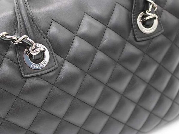 0386 Chanel Chain Shoulder Bowling Bag Coco Mark Charm Matelasse Black