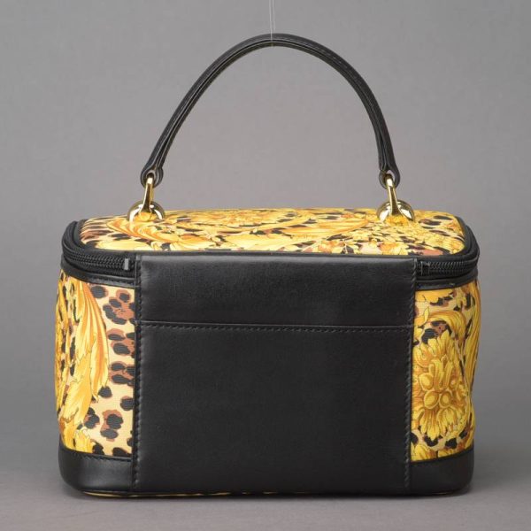 040207 16 3 Versace Vanity Bag Makeup Pouch Leopard Print Yellow Black