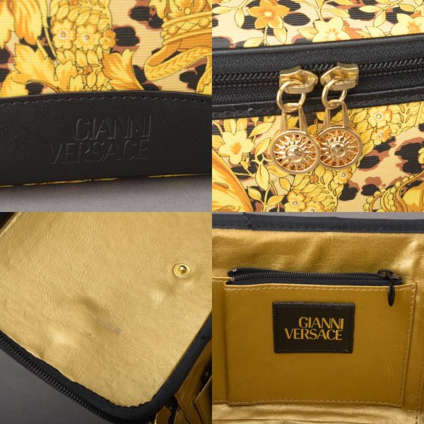 040207 16 9 Versace Vanity Bag Makeup Pouch Leopard Print Yellow Black