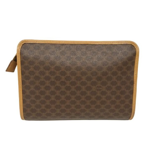 0405 3 2 Celine Clutch Bag Pouch Macadam Pattern Brown