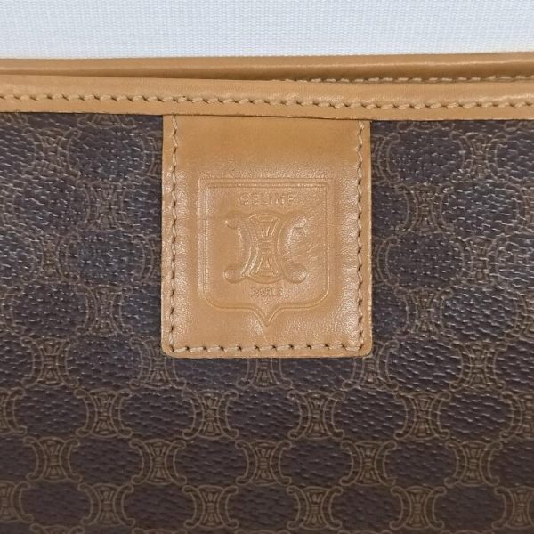 0405 3 3 Celine Clutch Bag Pouch Macadam Pattern Brown