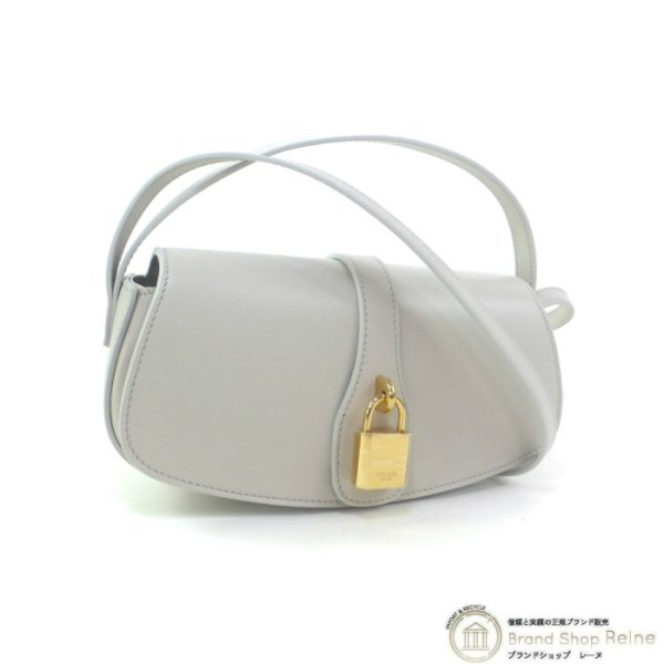 043350 1 Celine Smooth Calfskin Shoulder Hand Bag Light Stone