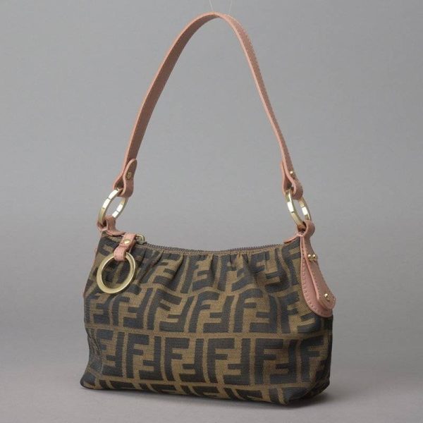 050308 10 1 Fendi Zucca Jacquard Leather Handbag Brown