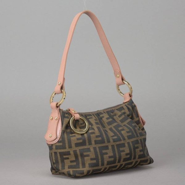 050308 10 2 Fendi Zucca Jacquard Leather Handbag Brown