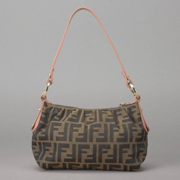 050308 10 3 Fendi Zucca Jacquard Leather Handbag Brown