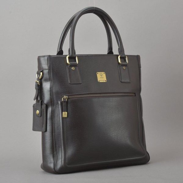 051107 24 2 MCM Tote Bag Leather Brown