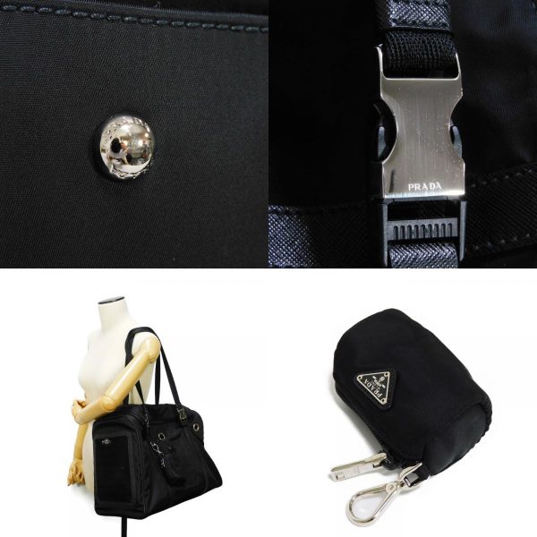 06342g 19 combine Prada Re Nylon Saffiano Pet Tote Bag Black