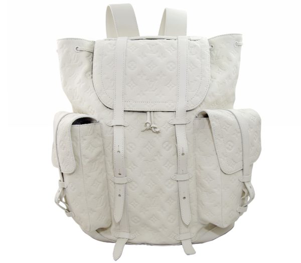 0709f1 Louis Vuitton Christopher Gm Backpack Leather White