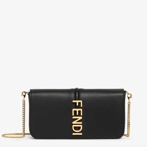 0761 Fendi Graffiti Pochette Wallet Black