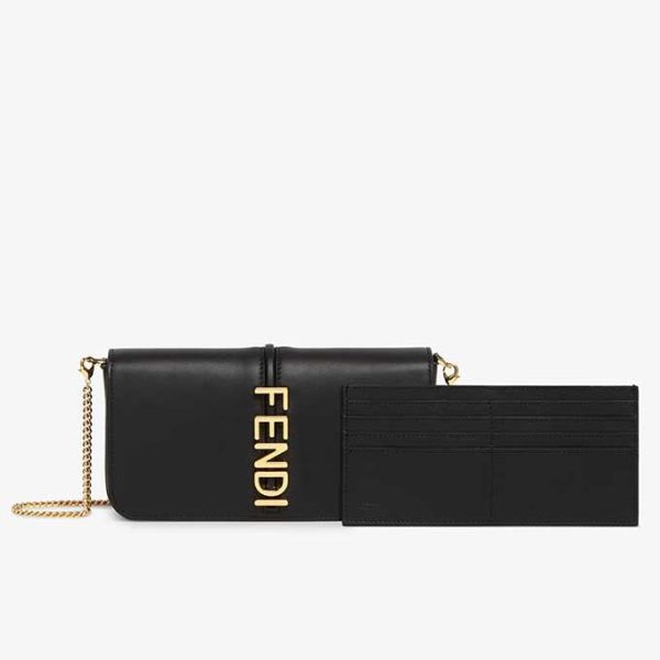 0762 Fendi Graffiti Pochette Wallet Black