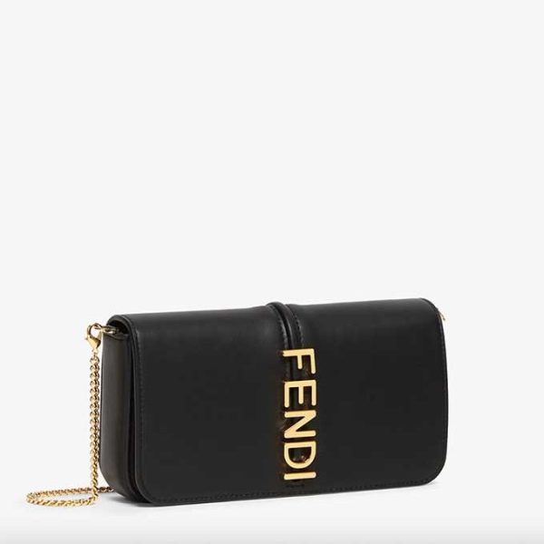 0764 Fendi Graffiti Pochette Wallet Black