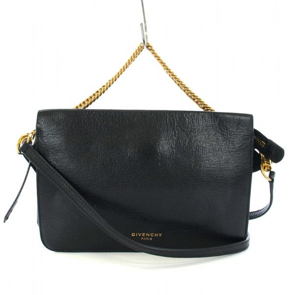 081 102403120043 1 Givenchy Cross 3 Shoulder Bag 2WAY Leather Chain Black