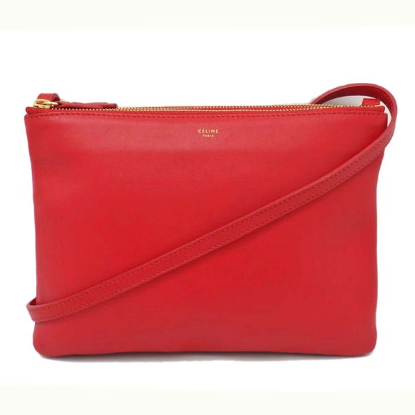 08273 1 Celine Leather Trio Large Shoulder Bag Red