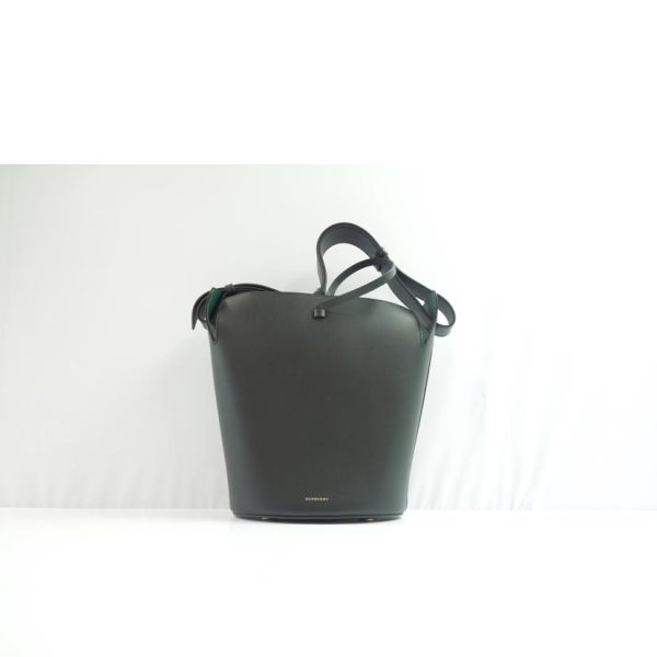 09128 1 Burberry Medium Leather Bucket Bag Black