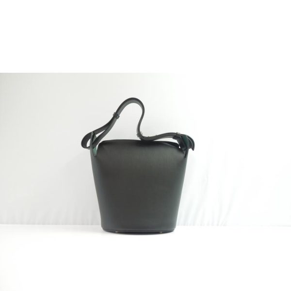 09128 2 Burberry Medium Leather Bucket Bag Black