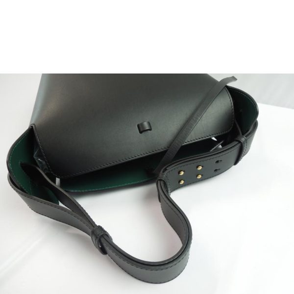 09128 3 Burberry Medium Leather Bucket Bag Black