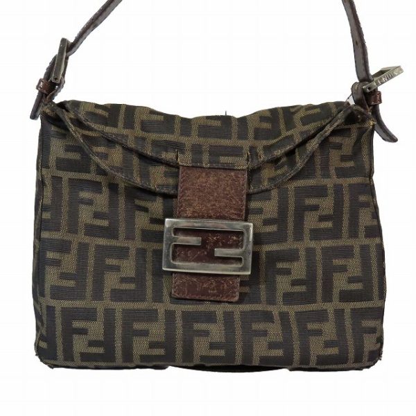 095 202401120358 1 Fendi Vintage Zucca Pattern Metal Fittings Shoulder Bag Brown