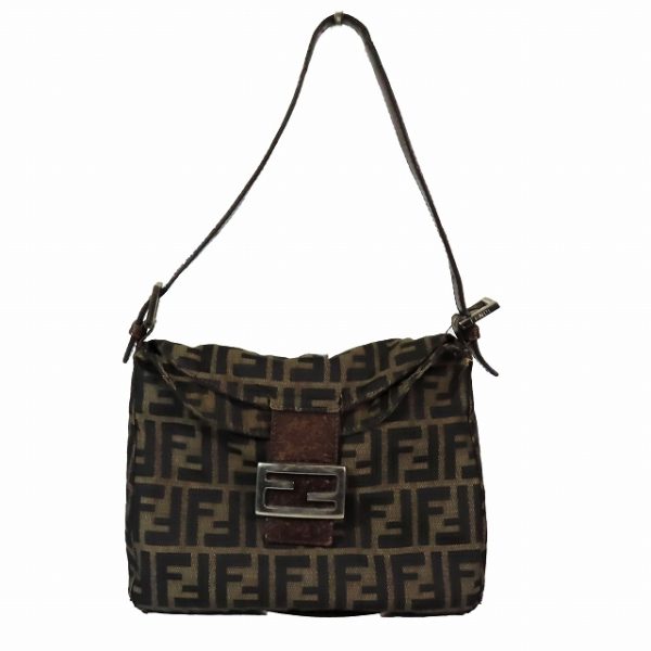 095 202401120358 2 Fendi Vintage Zucca Pattern Metal Fittings Shoulder Bag Brown