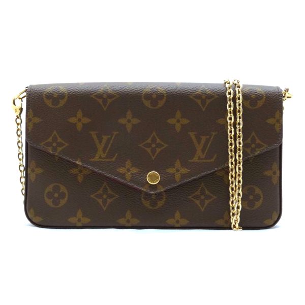 09521 1 Louis Vuitton Pochette Félicie Monogram Chain Shoulder Compact Size Clutch Bag