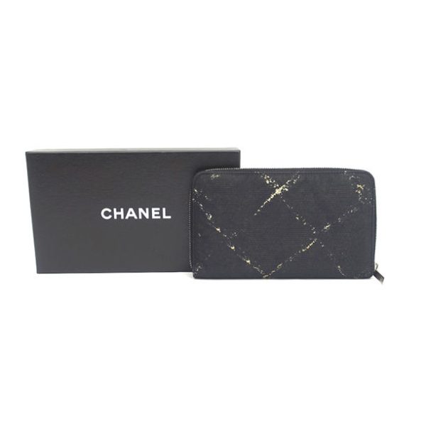 0990013007 10 Chanel Long Wallet Nylon Black