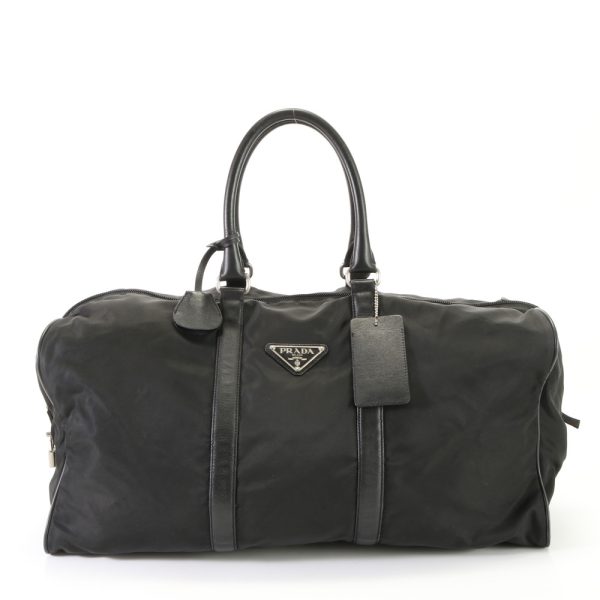 0z0a2340 Prada Boston Bag Tesuto Nylon Leather Black