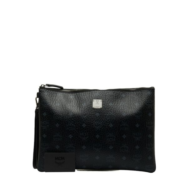 1 0121293 12 MCM Visetos Logogram Clutch Bag Black