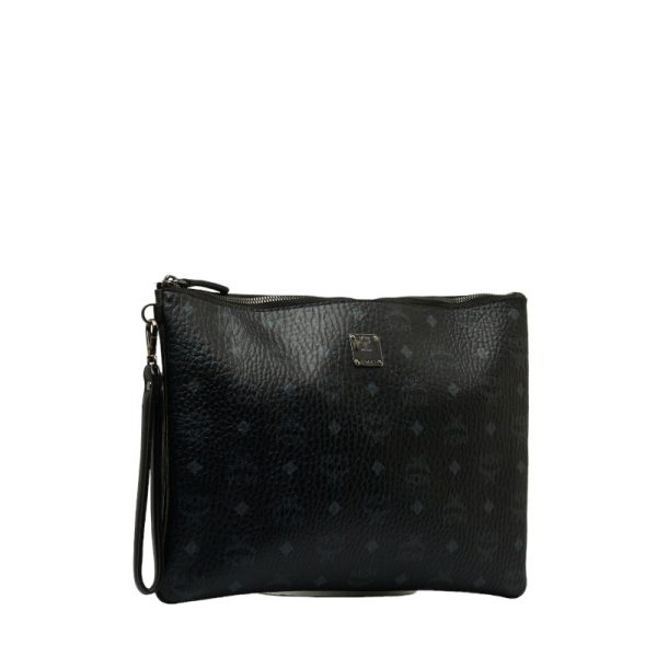 1 0121293 2 MCM Visetos Logogram Clutch Bag Black