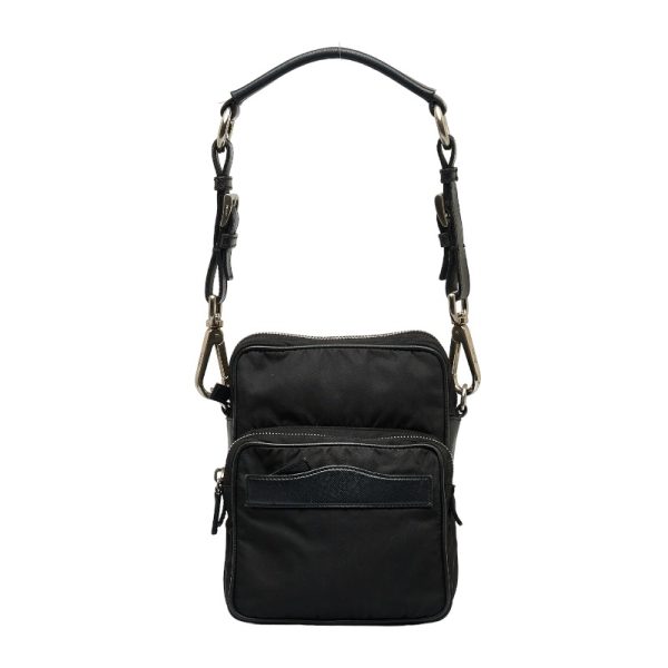 1 0121515 1 Prada Handbag Nylon Leather Black