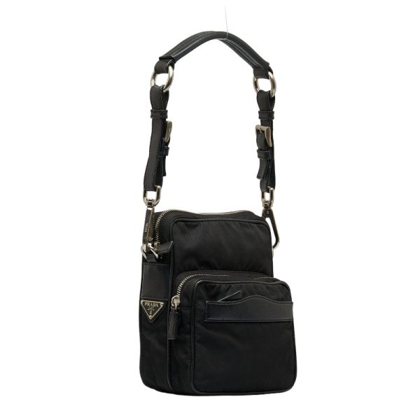 1 0121515 2 Prada Handbag Nylon Leather Black