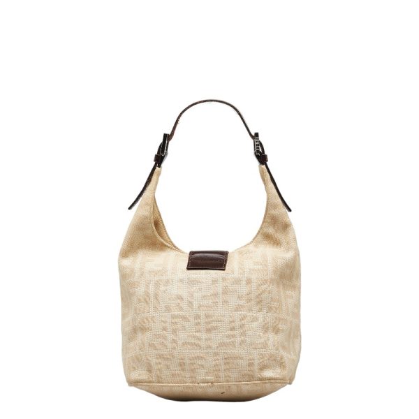 1 0121516 3 Fendi Zucca Mini Canvas Leather Handbag Beige