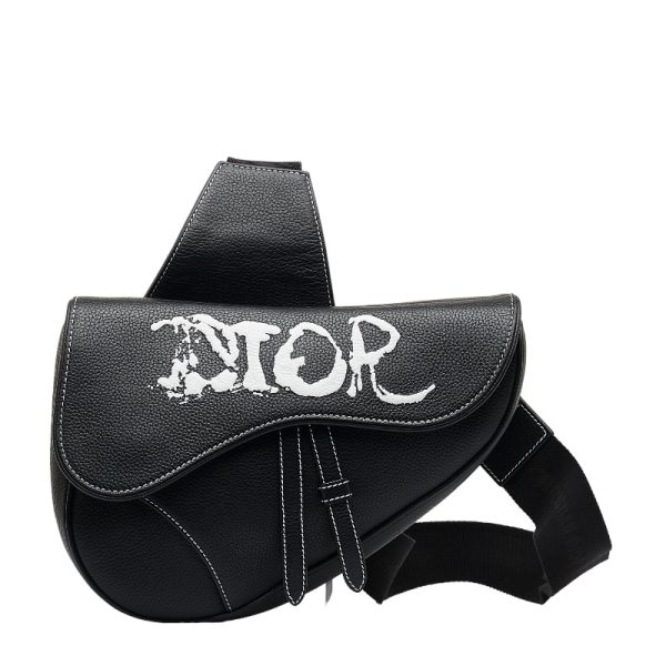 1 0124527 1 Dior Peter Doig Saddle Leather Waist Bag Black