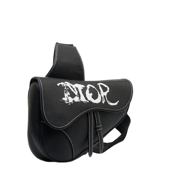 1 0124527 2 Dior Peter Doig Saddle Leather Waist Bag Black