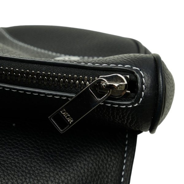 1 0124527 5 Dior Peter Doig Saddle Leather Waist Bag Black