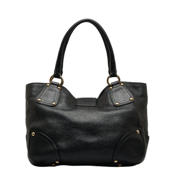 1 0125543 3 Prada Logo Tote Leather Bag Black