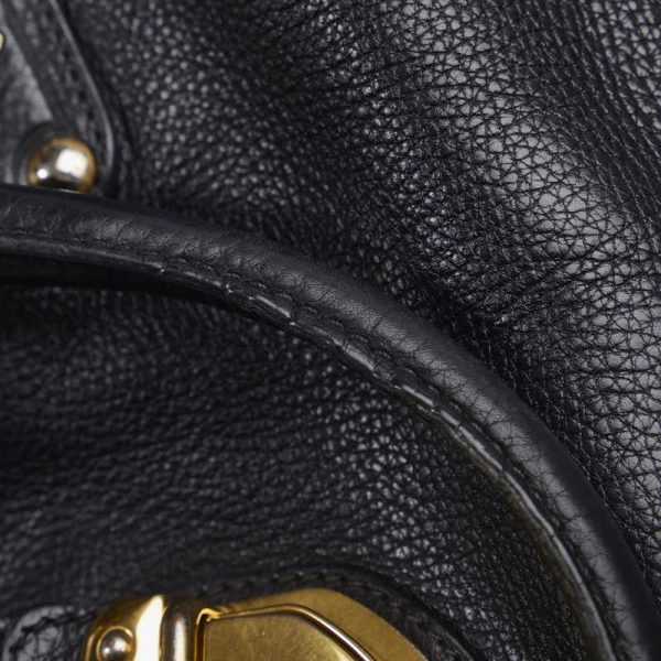 1 0125543 5 Prada Logo Tote Leather Bag Black