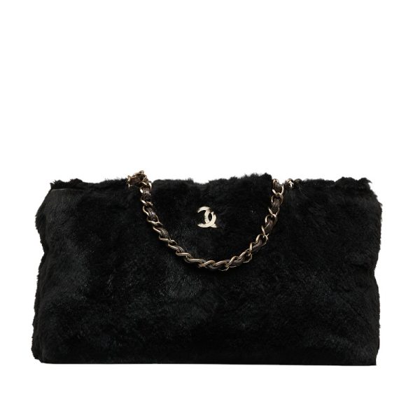 1 0127602 1 Chanel Cocomark Fur Handbag Black