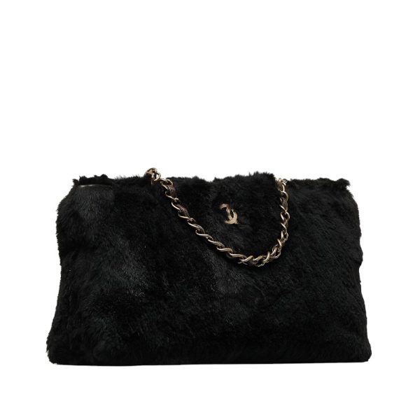 1 0127602 2 Chanel Cocomark Fur Handbag Black